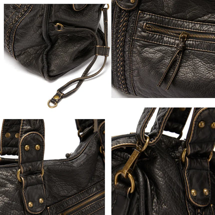 NoirClass - Elegante Zwarte Lederen Handtas