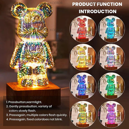 StarBear - Betoverende 3D Vuurwerk Effect Lamp