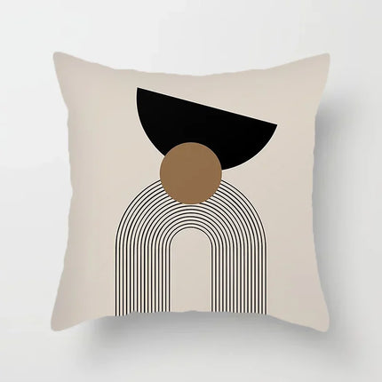 Aurum Kussenhoes - Moderne Zwart-Wit Kussenhoes met Abstracte Kunstprint