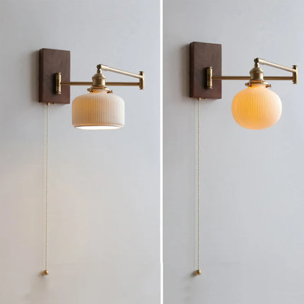 ChicGlow - Elegante Wandlamp van Hout en Keramiek