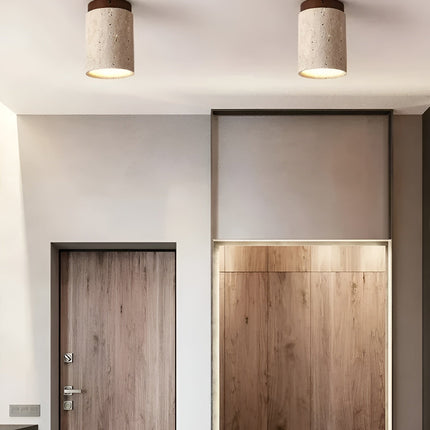 ZenElegance Wabi Sabi Luxe Plafondverlichting - Natuurlijke Travertijn LED