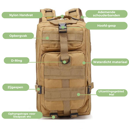 TrailMaster Backpack – Waterdichte Tactische Rugzak voor Outdoor