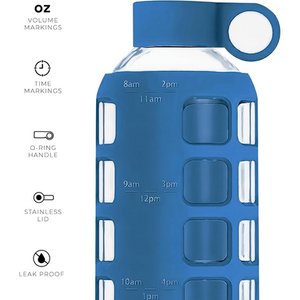 HydraFlow - Glazen Drinkfles met Tijdsindicator en Bescherming