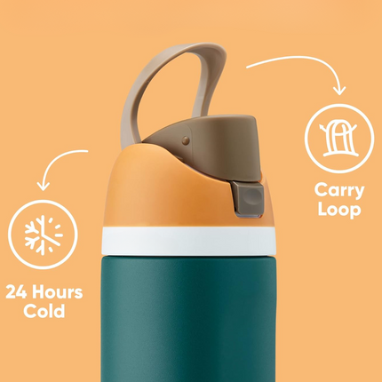 LeakProof - Geïsoleerde RVS Fles met Rietje