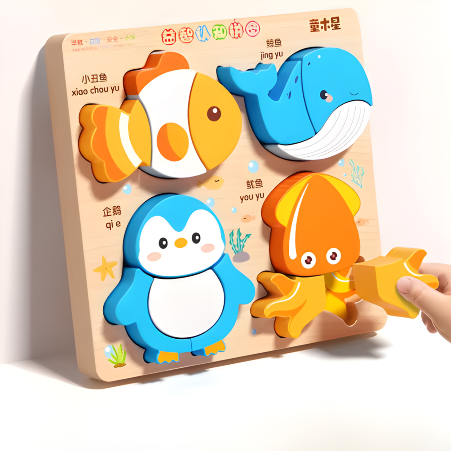 Montessori Cartoon 3D Wooden Puzzle
