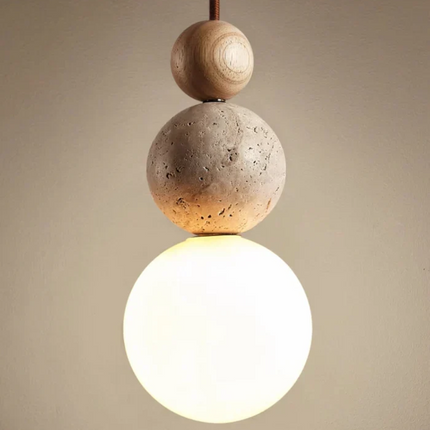 TravertineGlow - Elegante Mahonie Hanglamp voor Thuis