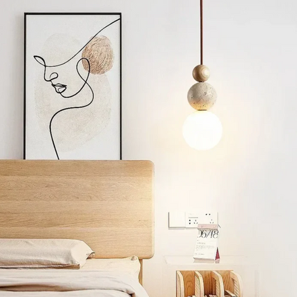 TravertineGlow - Elegante Mahonie Hanglamp voor Thuis