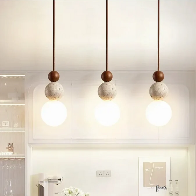 TravertineGlow - Elegante Mahonie Hanglamp voor Thuis