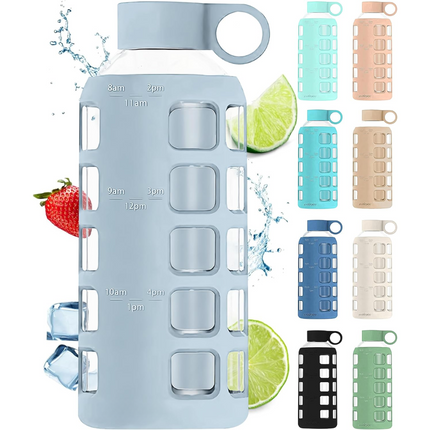 HydraFlow - Glazen Drinkfles met Tijdsindicator en Bescherming