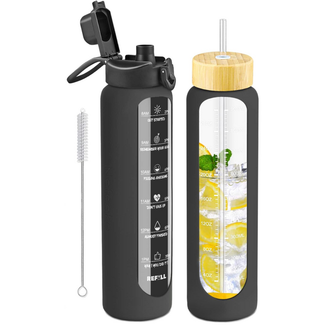 HydraVibe - Herbruikbare Waterfles met Motivatie en Rietje
