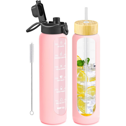 HydraVibe - Herbruikbare Waterfles met Motivatie en Rietje
