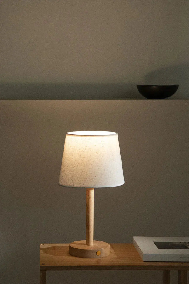 Houten LED Nachtlamp WoodGlow – Modern & Draadloos Verlicht