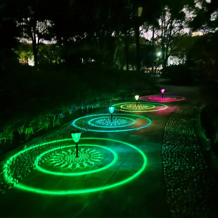 SolarGlow Lights – Set van 4 Kleurrijke Tuinverlichting voor Buiten