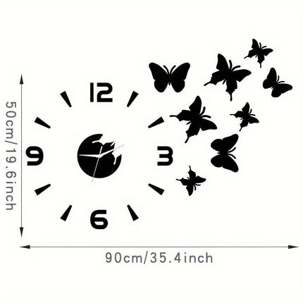 AcrylicButterfly - Luxe 3D Vlinder Spiegelklok