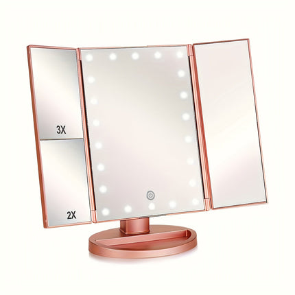 FlawlessGlow - Tri-Fold Make-up Spiegel met LED Verlichting