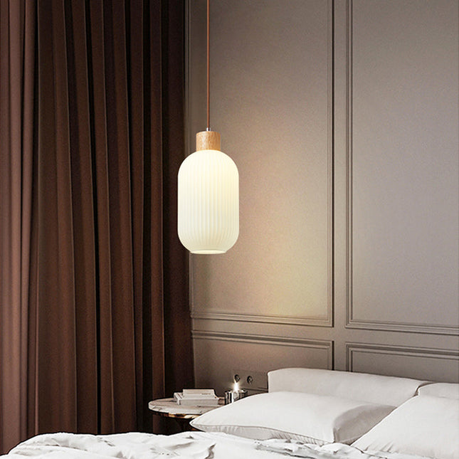 VintageLight - Stijlvolle Houten en Glazen Hanglamp