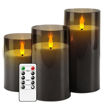 FlamelessGlow – Grijze LED Kaars met Timer