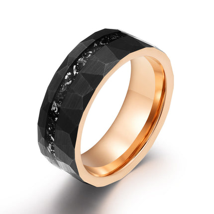 Ares - 8mm Black Tourmaline Tungsten Carbide Ring