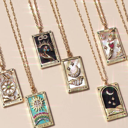 Elegante Amara Tarot Druppel Hanger Ketting met Zirkonia Vergulding