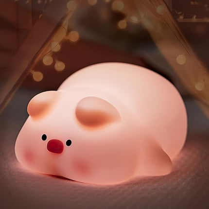 PiggyGlow – Cute Siliconen Nachtlampje, USB Oplaadbaar