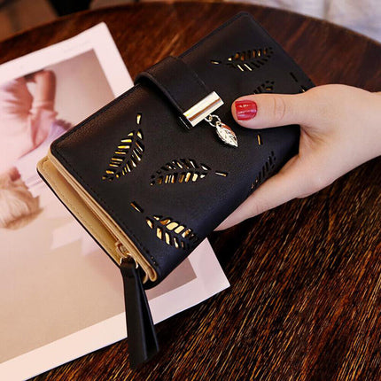 GoldenLeaf – Luxe Leren Portemonnee met Bladeren