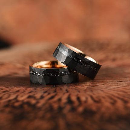 Ares - 8mm Black Tourmaline Tungsten Carbide Ring