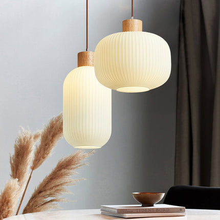 VintageLight - Stijlvolle Houten en Glazen Hanglamp