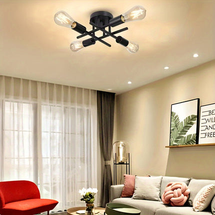 SatelliteLight – Moderne Industriële Plafondlamp in Zwart Ijzer