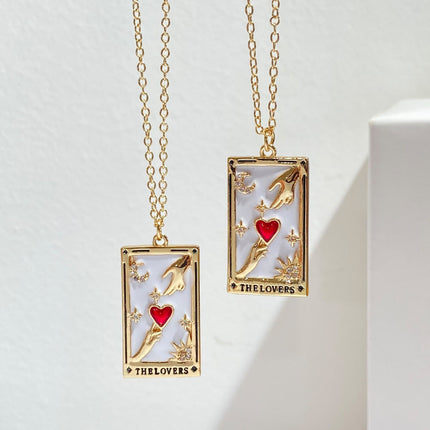 Elegante Amara Tarot Druppel Hanger Ketting met Zirkonia Vergulding