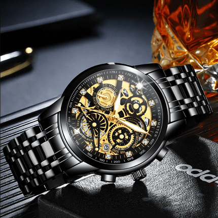 SkeletonWatch - Stijlvol Herenhorloge met Zwart Design