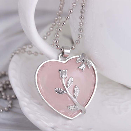 Elegante Hartvormige Rozenkwarts Halsketting - Amara Collection