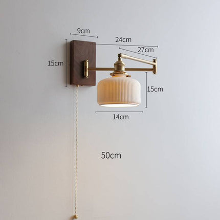 ChicGlow - Elegante Wandlamp van Hout en Keramiek