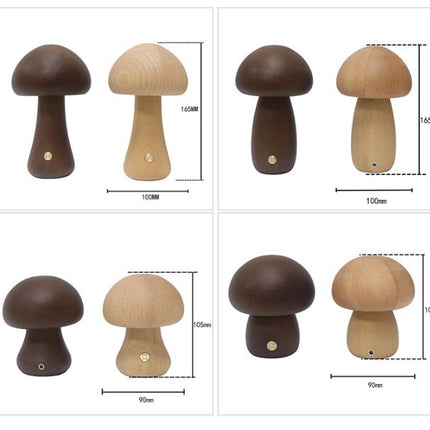 Mushroomlight - Draadloze Houten Paddenstoel LED Nachtlampje