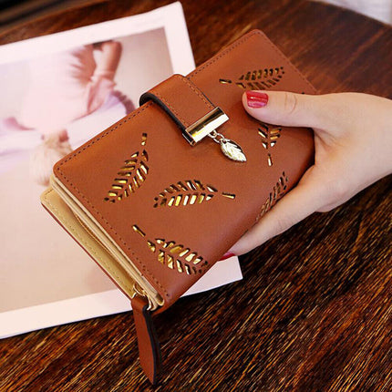 GoldenLeaf – Luxe Leren Portemonnee met Bladeren