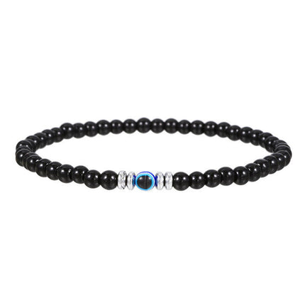 Zorgvuldig Gemaakte 4mm Natuurlijke Steen Armband met Boze Oog - Thor Edition voor Mannen