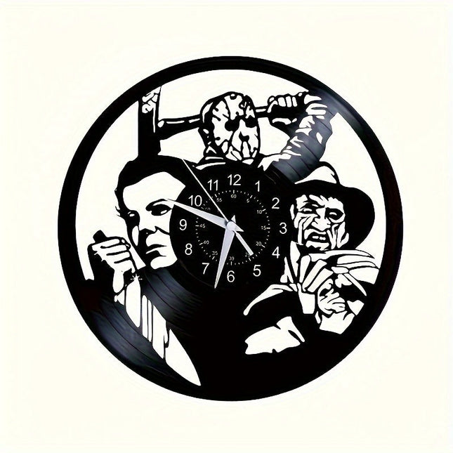 VinylHorror Clock – Vintage Wandklok in Horrorstijl