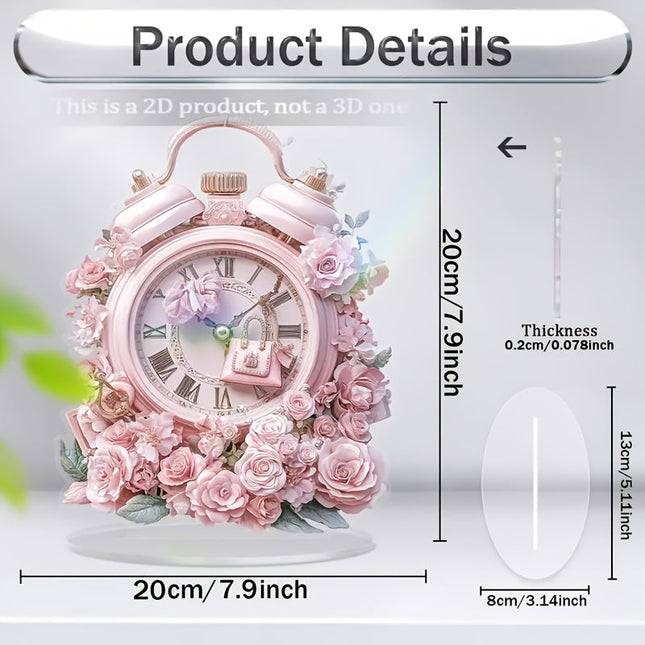 BohoClock – Stijlvolle Roze Bloemenwekker met Acryl