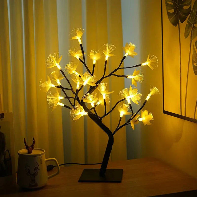 BonsaiGlow Tafellamp - Betoverende Fiber Optic Rozenlamp
