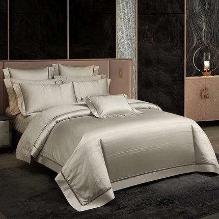 Champagne Elegance – Luxe Egyptisch Katoenen Dekbedovertrekset
