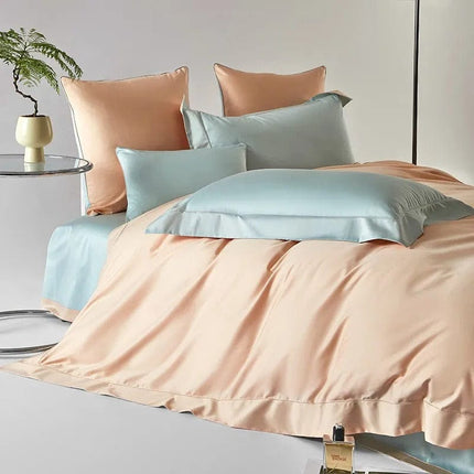 Dream Peach Blue – Luxe Dekbedovertrek Set