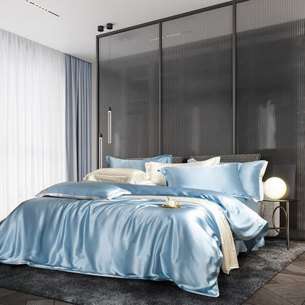 LuxeDream – Hemelsblauw Moerbeizijde Beddengoed Set