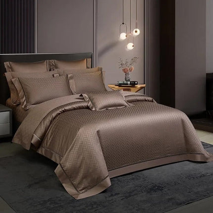 Elegance Brown – Luxe Dekbedovertrekset van Egyptisch Katoen
