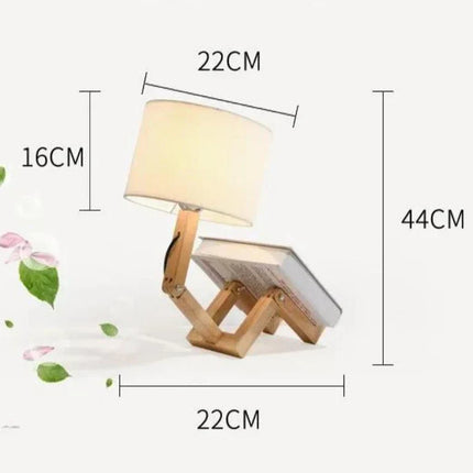 RutanFlex – Elegante Houten Tafellamp met Boekenvak