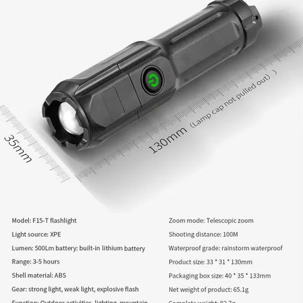 PowerBeam - Oplaadbare LED Zaklamp met Zoom