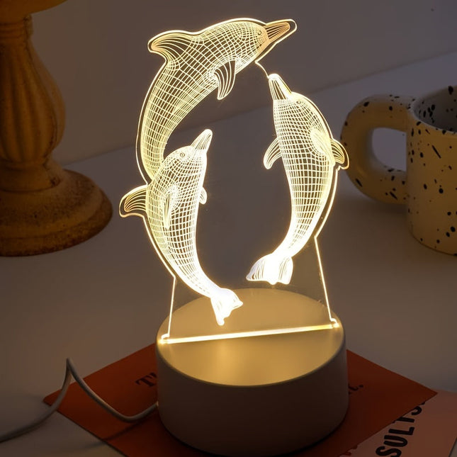GeoDolphin - Trendy 3D Illusie Tafelverlichting
