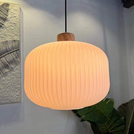 VintageLight - Stijlvolle Houten en Glazen Hanglamp