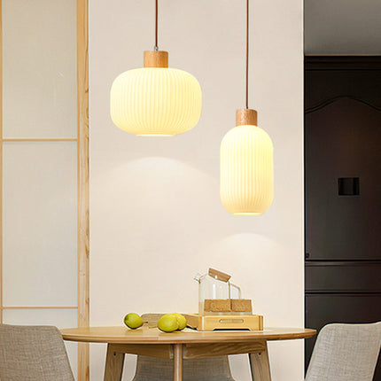 VintageLight - Stijlvolle Houten en Glazen Hanglamp