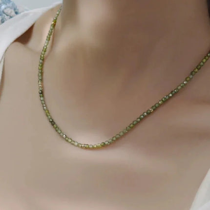 Chic Celeste Olive Green Zirconia Necklace