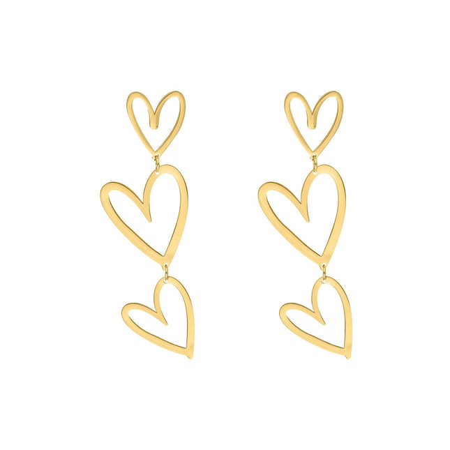TripleHeart Earrings - Elegante & Trendy Oorbellen