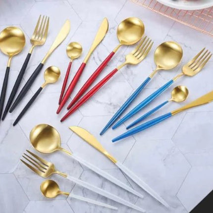 Gouden & Zilveren 24-Delige Bestekset voor Luxe Dineren